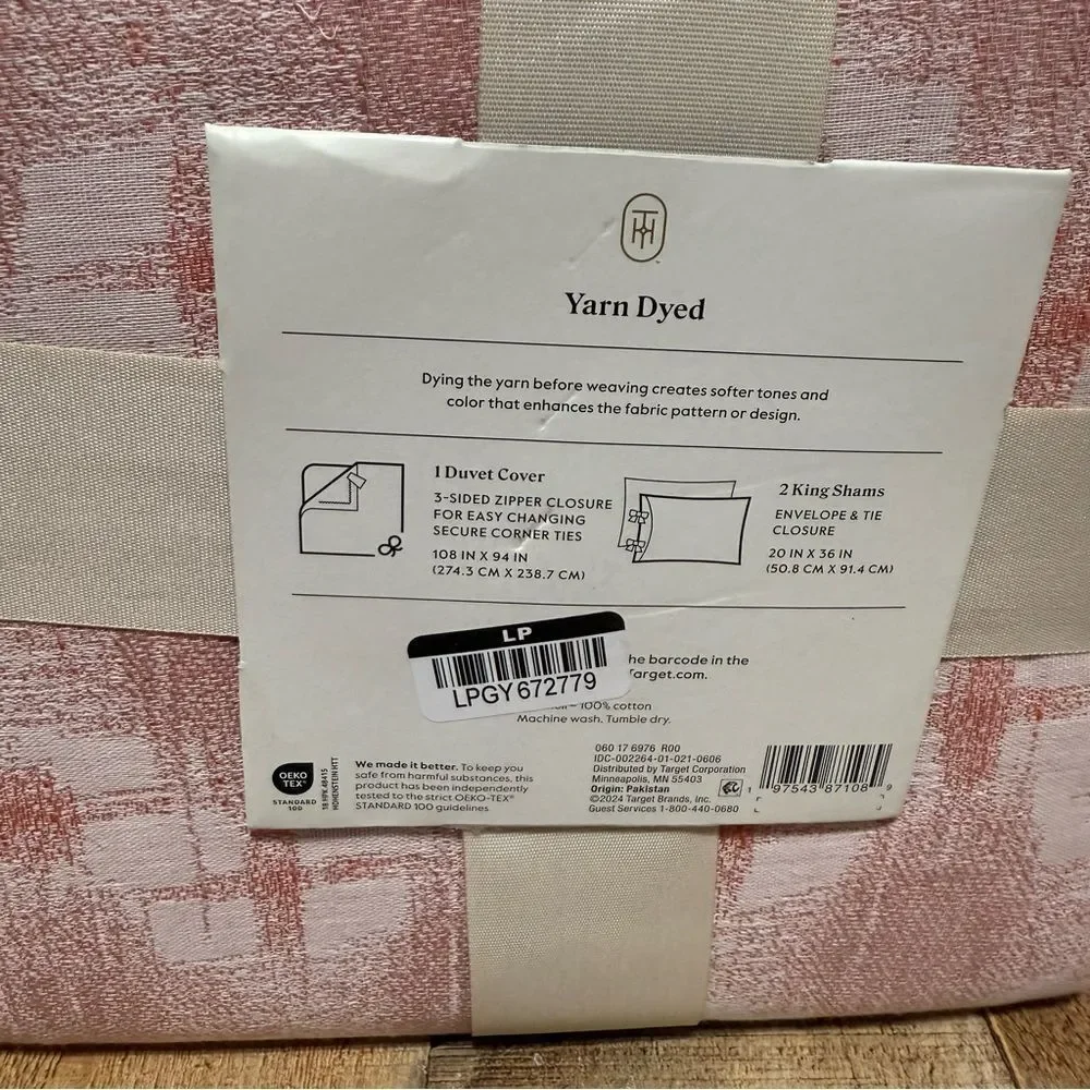 Threshold Yarn Dyed Cotton Duvet Cover Set King Pink New in packaged